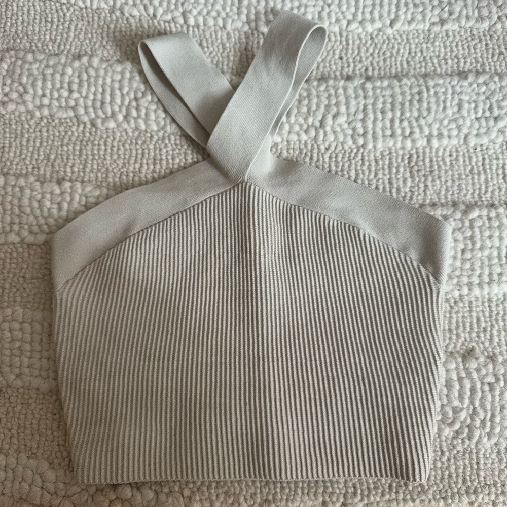Aritzia Babaton Gray Ribbed Halter Tank